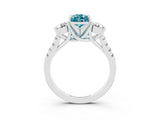 White gold Three-Stone Pear Cut Blue Topaz Pavé Band with Four-Prong Setting_3