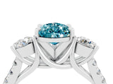 White gold Three-Stone Pear Cut Blue Topaz Pavé Band with Four-Prong Setting_4