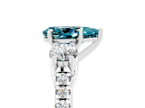 White gold Three-Stone Pear Cut Blue Topaz Pavé Band with Four-Prong Setting_5