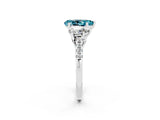 White gold Three-Stone Pear Cut Blue Topaz Ring with Pavé Band and Prong Setting_14