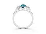 White gold Three-Stone Pear Cut Blue Topaz Ring with Pavé Band and Prong Setting_15