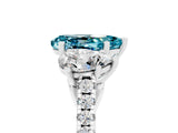 White gold Three-Stone Pear Cut Blue Topaz Ring with Pavé Band and Prong Setting_17