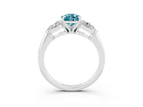 White gold Three-Stone Pear Cut Blue Topaz Ring with Pear Side Stones and Four-Prong Setting_3