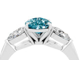 White gold Three-Stone Pear Cut Blue Topaz Ring with Pear Side Stones and Four-Prong Setting_4