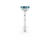 White gold Three-Stone Pear Cut Blue Topaz Ring with Pear  Side Stones in Four-Prong Setting_14