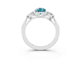 White gold Three-Stone Pear Cut Blue Topaz Ring with Pear  Side Stones in Four-Prong Setting_15