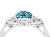 White gold Three-Stone Pear Cut Blue Topaz Ring with Pear  Side Stones in Four-Prong Setting_16