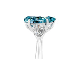 White gold Three-Stone Pear Cut Blue Topaz Ring with Pear  Side Stones in Four-Prong Setting_17