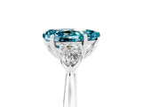 White gold Three-Stone Pear Cut Blue Topaz Ring with Pear  Side Stones in Four-Prong Setting_53