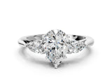 White gold Three-Stone Pear Cut Brilliant Diamond Solitaire Ring with Tapered Band and Four-Prong Setting_13