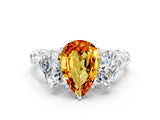 White gold Three-Stone Pear Cut Citrine Braided Band Ring with Four-Prong Setting_12