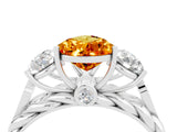White gold Three-Stone Pear Cut Citrine Braided Band Ring with Four-Prong Setting_16