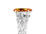 White gold Three-Stone Pear Cut Citrine Braided Band Ring with Four-Prong Setting_17