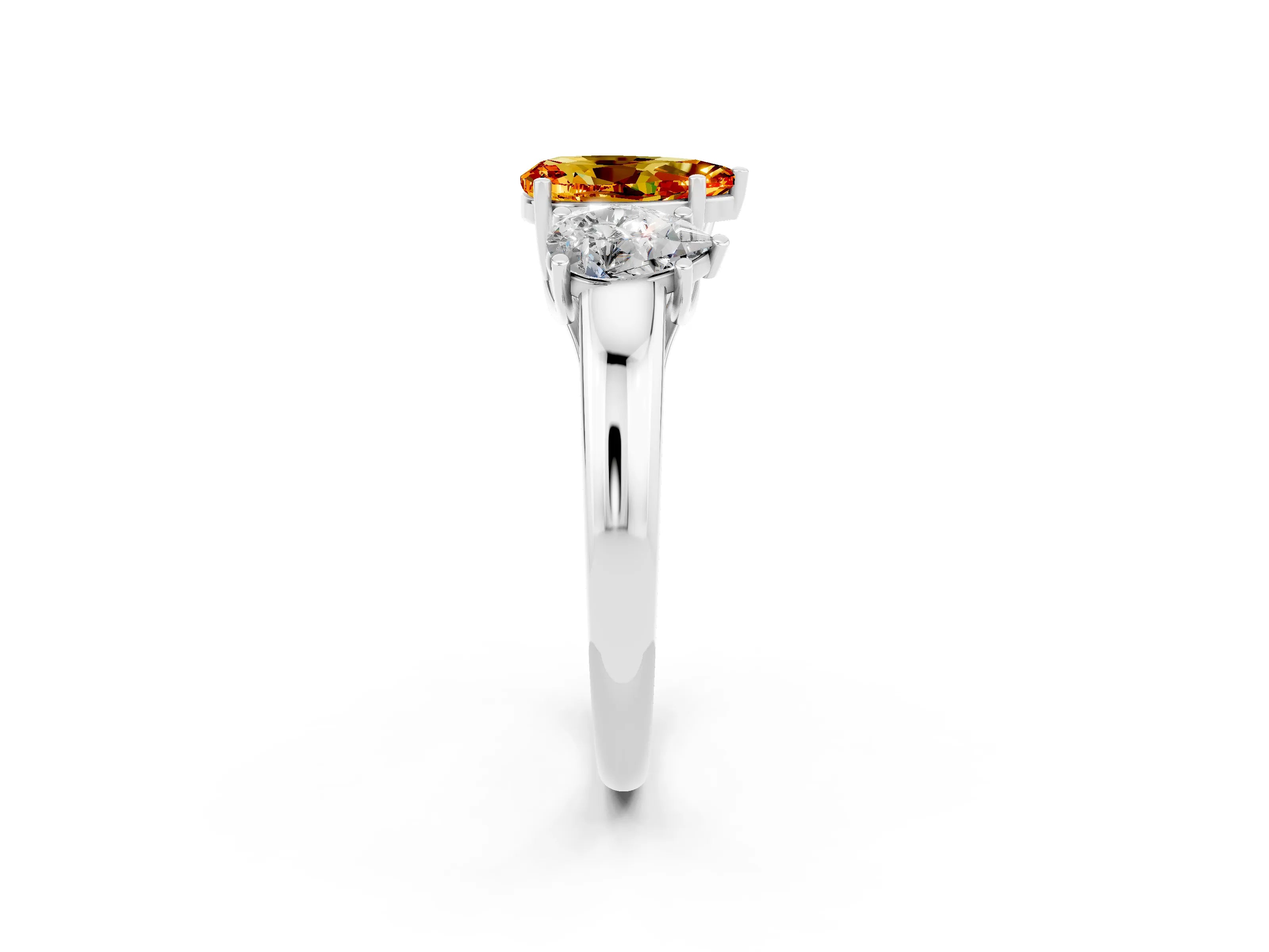 White gold Three-Stone Pear Cut Citrine Engagement Ring with Prong Setting_2