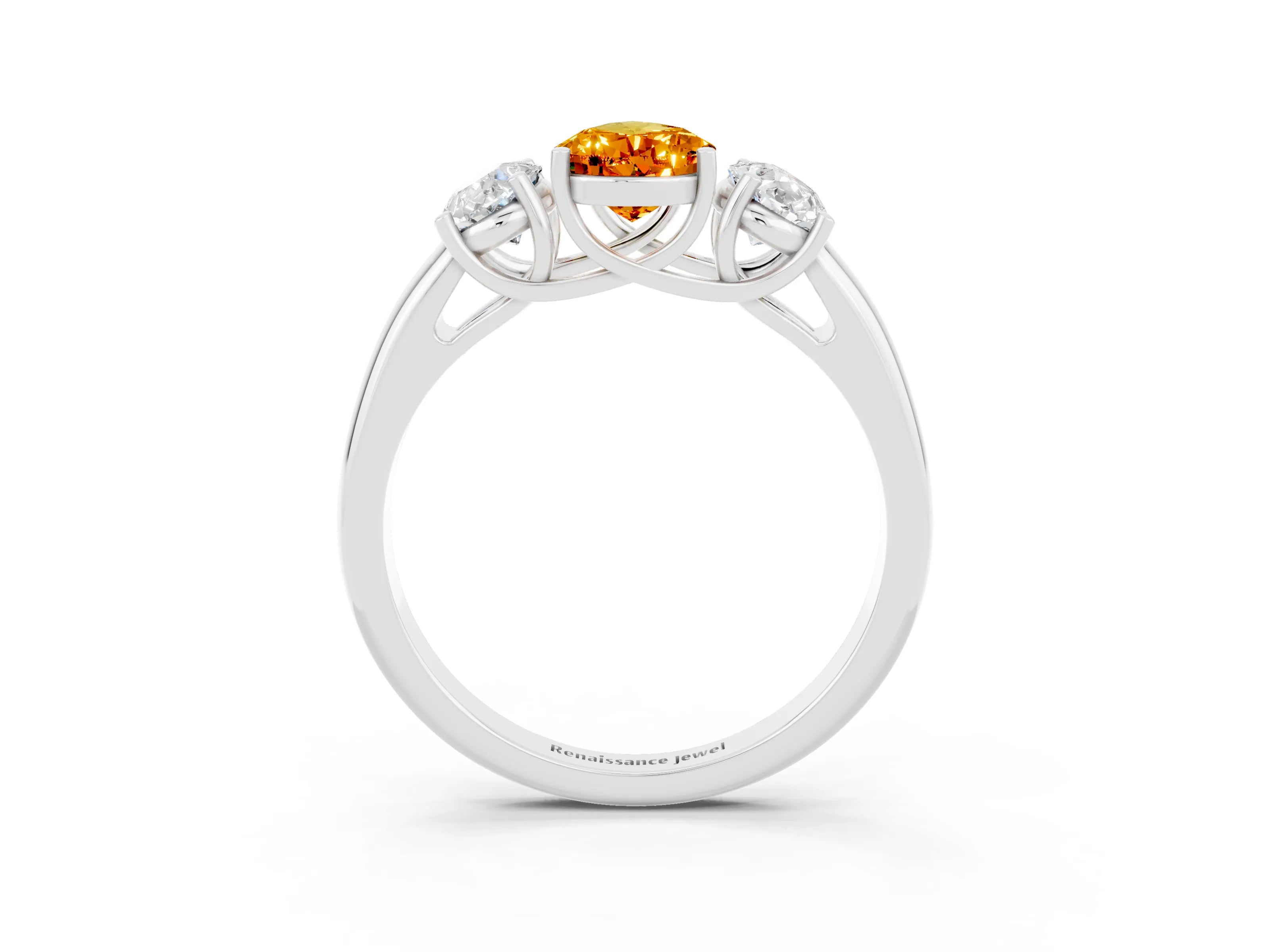 White gold Three-Stone Pear Cut Citrine Engagement Ring with Prong Setting_3
