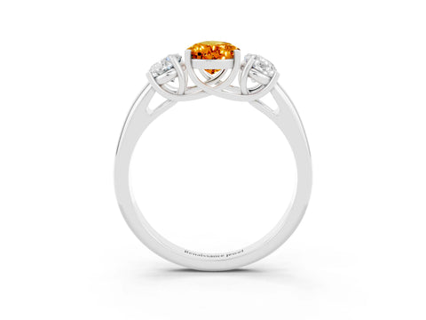 White gold Three-Stone Pear Cut Citrine Engagement Ring with Prong Setting_3