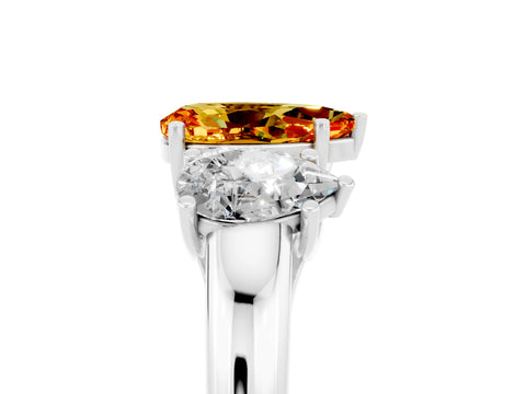 White gold Three-Stone Pear Cut Citrine Engagement Ring with Prong Setting_5