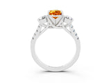White gold Three-Stone Pear Cut Citrine Pavé Band with Four-Prong Setting_3
