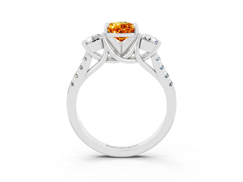 White gold Three-Stone Pear Cut Citrine Pavé Band with Four-Prong Setting_3