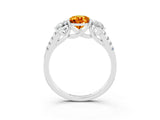 White gold Three-Stone Pear Cut Citrine Ring with Pavé Band and Prong Setting_15