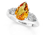White gold Three-Stone Pear Cut Citrine Ring with Pear Side Stones and Four-Prong Setting_1