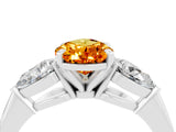 White gold Three-Stone Pear Cut Citrine Ring with Pear Side Stones and Four-Prong Setting_4