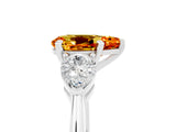 White gold Three-Stone Pear Cut Citrine Ring with Pear Side Stones and Four-Prong Setting_5