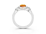 White gold Three-Stone Pear Cut Citrine Ring with Pear  Side Stones in Four-Prong Setting_15