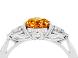 White gold Three-Stone Pear Cut Citrine Ring with Pear  Side Stones in Four-Prong Setting_16