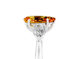 White gold Three-Stone Pear Cut Citrine Ring with Pear  Side Stones in Four-Prong Setting_17