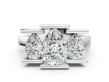 White gold Three Stone Pear Cut Cut Channel Set Diamond Ring_98