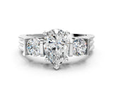 White gold Three-Stone Pear Cut Cut Classic Band Prong Setting Ring_7
