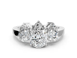 White gold Three-Stone Pear Cut Cut Diamond Engagement Ring with Flat Band and Four-Prong Setting_206