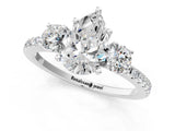 White gold Three-Stone Pear Cut Cut Diamond Pavé Band with Prong Setting_20