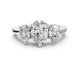 White gold Three-Stone Pear Cut Cut Diamond Ring with Channel Set Band and Four-Prong Setting_50