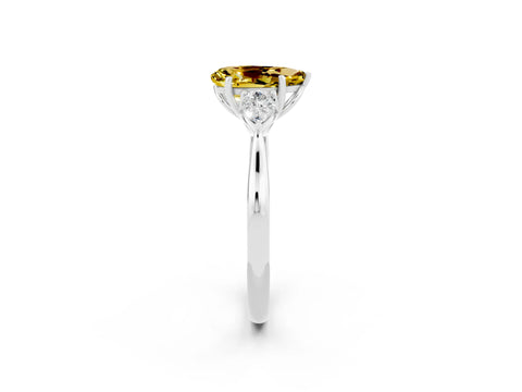 White gold Three-Stone Pear Cut Cut Diamond Ring with Pear Side Stones in Four-Prong Setting_2