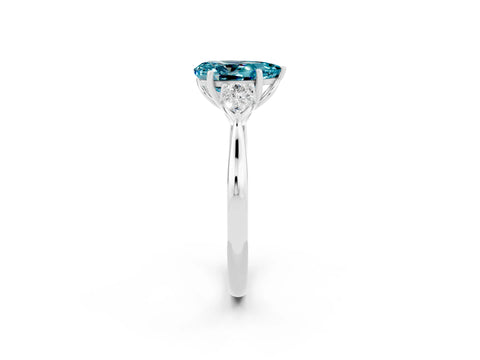 White gold Three-Stone Pear Cut Cut Diamond Ring with Pear Side Stones in Four-Prong Setting_2
