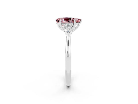 White gold Three-Stone Pear Cut Cut Diamond Ring with Pear Side Stones in Four-Prong Setting_2