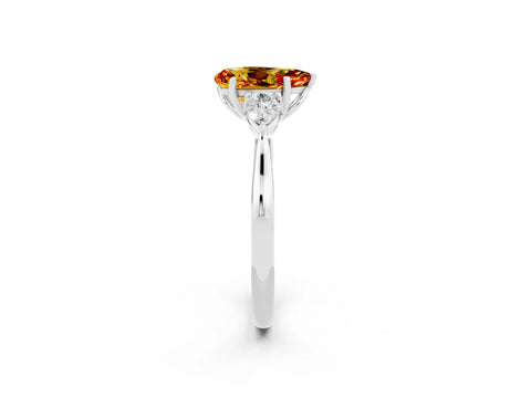 White gold Three-Stone Pear Cut Cut Diamond Ring with Pear Side Stones in Four-Prong Setting_2