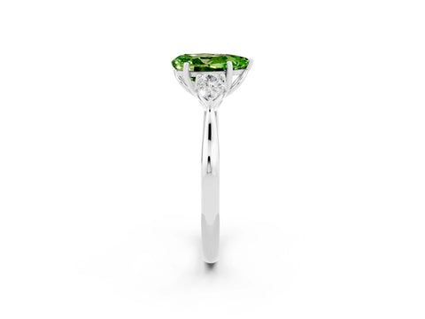 White gold Three-Stone Pear Cut Cut Diamond Ring with Pear Side Stones in Four-Prong Setting_2