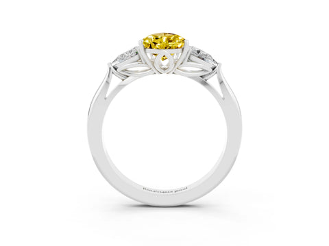 White gold Three-Stone Pear Cut Cut Diamond Ring with Pear Side Stones in Four-Prong Setting_3