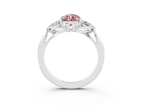 Platinum Three-Stone Pear Cut Cut Diamond Ring with Pear Side Stones in Four-Prong Setting