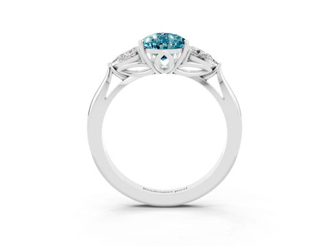 White gold Three-Stone Pear Cut Cut Diamond Ring with Pear Side Stones in Four-Prong Setting_3