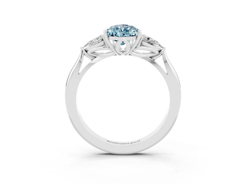 White gold Three-Stone Pear Cut Cut Diamond Ring with Pear Side Stones in Four-Prong Setting_3