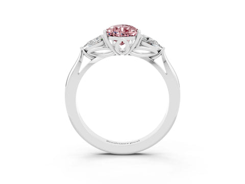 White gold Three-Stone Pear Cut Cut Diamond Ring with Pear Side Stones in Four-Prong Setting_3