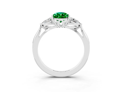 White gold Three-Stone Pear Cut Cut Diamond Ring with Pear Side Stones in Four-Prong Setting_3