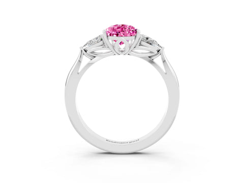 White gold Three-Stone Pear Cut Cut Diamond Ring with Pear Side Stones in Four-Prong Setting_3