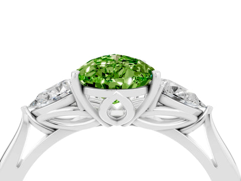White gold Three-Stone Pear Cut Cut Diamond Ring with Pear Side Stones in Four-Prong Setting_4