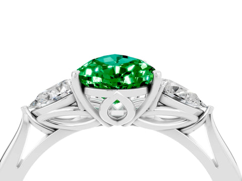 White gold Three-Stone Pear Cut Cut Diamond Ring with Pear Side Stones in Four-Prong Setting_4