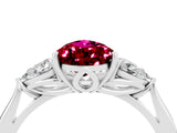 White gold Three-Stone Pear Cut Cut Diamond Ring with Pear Side Stones in Four-Prong Setting_4